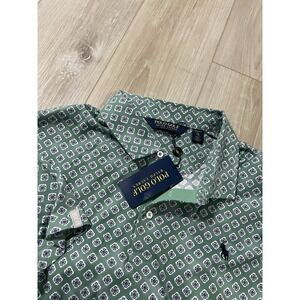 Polo Golf Ralph Lauren Mens XXL Short Sleeve Polo Green Snowflake Cotton Pro Fit